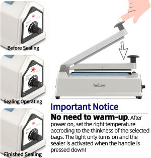 Heat Sealer for Plastic Bags,8-Inch, Commercial Bag Sealers, Shrink Wrap Machine, Mylar Bag Sealer, Heiguno