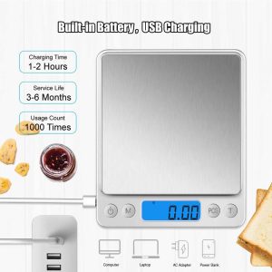 T Tersely Digital Kitchen Scale 500G/ 0.01G, USB Rechargable Pro Cooking Scale Digital Scales with Back-Lit LCD Display Accuracy Pocket Food Scale Stainless Steel Auto off Tare PCS Function