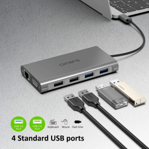 USB C Hub Triple Display Docking Station Dual Monitor Adapter Laptop Hub USB C to 2 HDMI 4K +Vga+Ethernet+100W Type C Pd+4Usb+Data for Dell/Hp/Lenovo/Macbook Laptop Pro with Thunderbolt 3/4