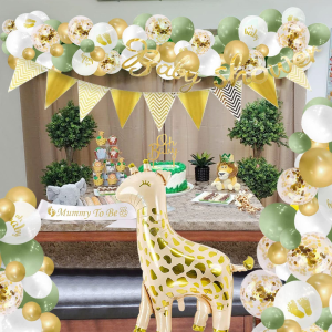 Jevenis Oh Baby Decorations Baby Shower Decorations Gender Reveal Sage Green Balloons Garland Baby Shower Banner Mommy to Be Sash Cake Decoration Giraffe Balloon Jungle Balloons