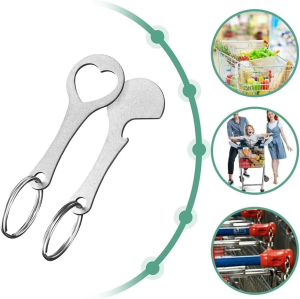 4 Pcs Portable Aluminum Alloy Key Ring, Shopping Trolley Tokens Key Ring, Metal Bottle Opener Keyring, Universal Release Key Chips for Convenient Shopping Cart