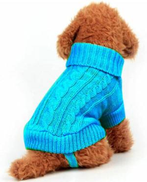 Small Dog Sweaters Knitted Warm Pet Cat Sweater, MH MOIHSING Soft Dog Jumpers Cute Turtleneck Knitwear Dog Sweatshirt Winter Puppy Coat Kitten Sweater Clothes for Small Dogs Doggie Cats (Medium, Dark Blue)