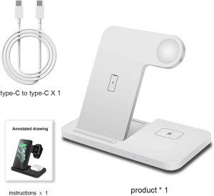 Wireless Charger 3 in 1 Wireless Charging Station Compatible with Apple Watch/Iphone/Airpod,Iphone 14,13,12,11,15(Pro, Pro Max)/Xs/Xr/X/8(Plus)/Galaxy S Note Z,Iwatch 9/8/7/6/Se/5/4/3/2,Airpod3/Pro