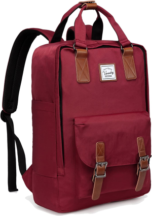 School Backpack for Women,Vaschy Unisex Vintage Water Resistant Casual Daypack Laptop Backpack Rucksack Bookbag for Travel/Business/College Fits 15.6 Inch Laptop Burgundy