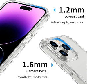 T Tersely Crystal Clear Case Cover for Iphone 14 Pro Max (6.7-Inch), Non-Yellowing Hard Back Slim Shockproof Bumper, Suitable for Wireless Charging