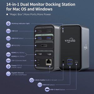 USB C Laptop Docking Station,15-In-1 Triple Display USB C HUB with 4K Dual HDMI,VGA,USB C PD3.0,RJ45,6 USB and 3.5Mm Audio Ports,Usb-C Multiport Dock Dual Monitor HDMI for Windows and More