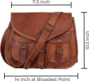KPL 14 Inch Leather Purse Women Shoulder Bag Crossbody Satchel Ladies Tote Travel Purse Genuine Leather