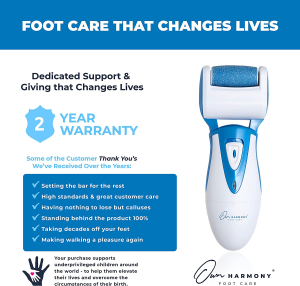 Electric Foot File, Rechargeable Foot Callus Remover: Professional Spa Pedicure Kit and Foot Scrubber, Pedi Care Tools – Best for Hard, Cracked, Dry, Dead Skin – 3 Rollers Feet Scraper by Own Harmony