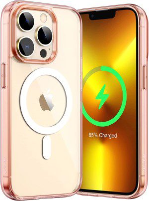 Jetech Magnetic Case for Iphone 13 6.1-Inch Compatible with Magsafe Wireless Charging, Shockproof Phone Bumper Cover, Anti-Scratch Clear Back (Clear)