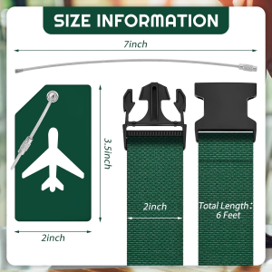 Weewooday 8 Pack Luggage Straps Suitcase Tags Set, Travel Adjustable Belt Silicone with Name ID Card Man Women Accessories (Dark Green), Dark Green