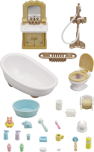 Sylvanian Families 5339 Comfy Living Room Set Accessories & 5286 Country Bathroom Set Furniture Toy