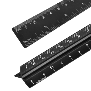 Set of 4 Triangular Architectural Scale Ruler and Straight Ruler, Sourceton  Engineering Drafting Ruler Set with Standard Metal Ruler- 6 Inch and 12  Inch
