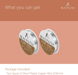 BEADNOVA Bare Copper Wire Tarnish Resistant Jewelry Making Wire (Silver Plated, 20 Gauge)