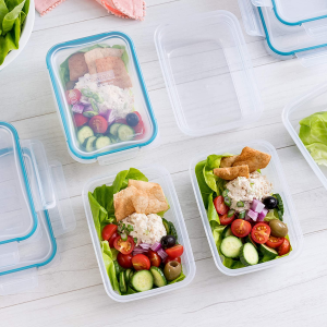 Snapware Total Solution 10-Pc Plastic Food Storage Containers Set with Lids, 3-Cup Rectangle Meal Prep Container, Non-Toxic, Bpa-Free Lids with 4 Locking Tabs, Microwave, Dishwasher, and Freezer Safe, White