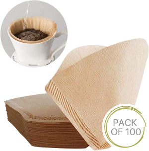 100Pcs 103 Coffee Filter Paper Disposable Natural Unbleached Original Wooden Drip Paper Suitable for Coffee Machines and Coffee Cones