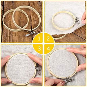 Caydo 12 Pieces 4 Inch round Embroidery Hoop Bulk Wholesale Bamboo Circle Cross Stitch Hoop Ring