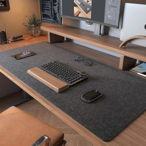 DAWNTREES Felt Desk Mat Pad,100 * 40Cm,Dark Grey Large Mouse Pad,Desk Organizers and Accessories,Extra Large Keyboard Mat,Computer XL Desk Pad.