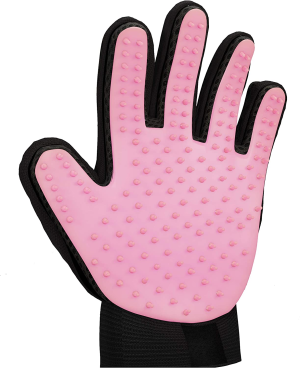 Zenify Cat Hair Remover Grooming Glove Mitt for Deshedding Fur from Cats, Kittens, Rabbits, Guinea Pigs (Light Pink – Right Handed)