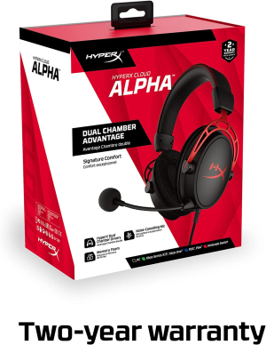 Hyperx Cloud Alpha – Gaming Headset, Dual Chamber Drivers, Award Winning Comfort, Durable Aluminum Frame, Detachable Microphone, Works on PC, PS4, Xbox One, Nintendo Switch, and Mobile Devices – Red