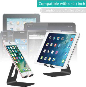 YOSHINE Cell Phone Stand for Desk, Phone Dock : Cradle, Holder, Stand Compatible with Switch, All Android Smartphones, Iphone 11 XR XS Max 6 6S 7 8 X plus 5 5S 5C, Charging Accessories Desk (Up to 10.1″) – Black