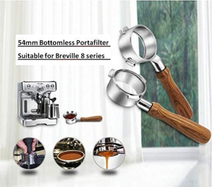 NEOUZA Espresso Bottomless Portafilter Compatible for Breville 870/875/878/880 Coffee Machine, 54Mm Replacement Three Ear Handle,Food 304 Stainless Steel,Basket Not Included