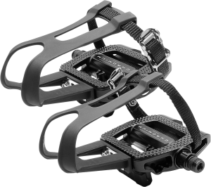 BV Bike Pedals Shimano Spd/Look Delta Compatible 9/16” with Toe Clips – Peloton Pedals for Regular Shoes – Toe Cages for Peloton Bike – Exercise Bike Pedals – Universal Fit Bicycle Pedal