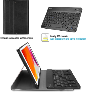 Procase Keyboard Case for Ipad 10.2 9Th 2021/ 8Th 2020/ 7Th 2019, Wireless Magnetically Detachable Keyboard and Stand Folio Case -Black