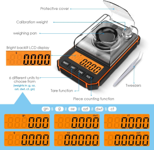 Digital Milligram Scale, 50G Portable Mini Scale, 0.001G Precise Graduation, Professional Pocket Scale with 50G Calibration Weights Tweezers (Batteries Included)