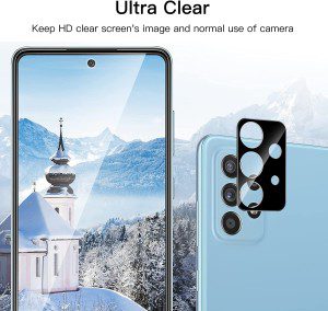 Jetech Screen Protector for Samsung Galaxy A52 / A52 5G / A52S 5G with Camera Lens Protector, Tempered Glass Film, HD Clear, 2-Pack Each