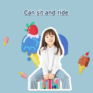 Kids Trolley Case, Ride-On Suitcase 2 in 1 Kid Luggage Organizer Waterproof Carry on Travel Bag Children’S Motorcycle Trunk Storage Box (Animal Pattern)