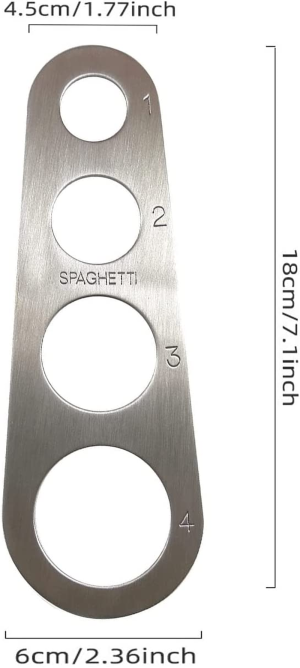 Spaghetti Measure Tool, 7.1Inch Stainless Steel Spaghetti Pasta Measurer Spaghetti (4 Holes& Silver)