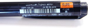 Uni-Ball Signo RT1 Retractable Gel Ink Pen, Ultra Micro Point 0.28Mm, Rubber Grip, Black Ink, UMN-155-28, Value Set of 5