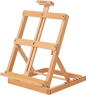 MEEDEN Wooden H-Frame Tabletop Easel Stand- Portable Adjustable Beechwood Painting Easel for Adults, Holds Canvas Art up to 23″,Natural