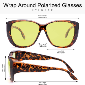 Night Driving Glasses Fit over Prescription Glasses anti Glare Polarized, Wrap around Night Vision Glasses for Men and Women