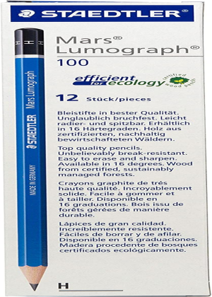 Staedtler Mars Lumograph Writing, Drawing, Sketching Pencil (Box of 12) (3H)