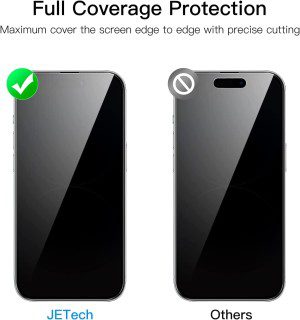 Jetech Full Coverage Screen Protector for Iphone 14 Pro 6.1-Inch with Camera Lens Protector, Tempered Glass Film, HD Clear, 2-Pack Each