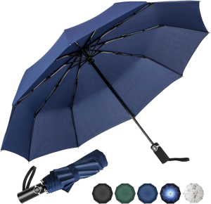 Sheyuinch Travel Umbrella Windproof- Automatic Open Close Folding Umbrella, Compact and Lightweight Rain Umbrellas with 10 Strong Ribs