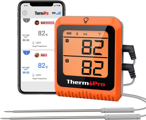 Thermopro Wireless Meat Thermometer of 650FT, Bluetooth Meat Thermometer for Smoker Oven, Grill Thermometer with Dual Probes, Smart Rechargeable BBQ Thermometer for Cooking Turkey Fish Beef