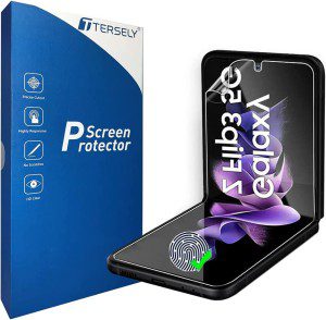 T Tersely [2 Pack] HYDROGEL Screen Protector for Samsung Galaxy Z Flip 3 5G, Full Support Fingerprint Unlock Aqua Flex Anti-Scratch Soft Protective TPU Film for Galaxy Z Flip3 5G