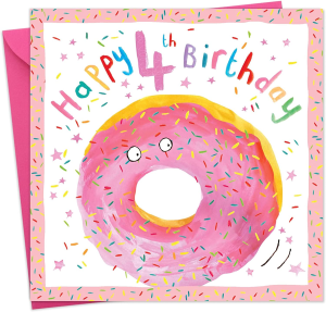 Twizler 4Th Birthday Card for Girl – 4 Year Old Birthday Card Girl – Girls Birthday Card – Age 4 Birthday Card – Childrens Birthday Card Age Four