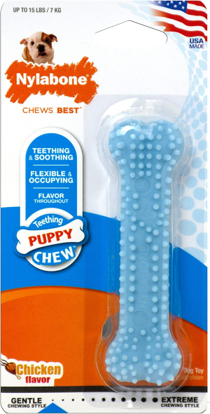 Nylabone Puppy Teething & Soothing Flexible Chew Toy Chicken Blue X-Small/Petite (1 Count)