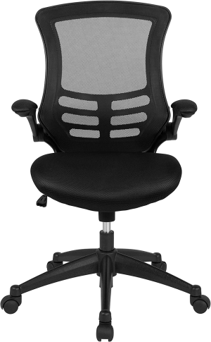 Flash Furniture Mid-Back Black Mesh Swivel Ergonomic Task Office Chair with Flip-Up Arms