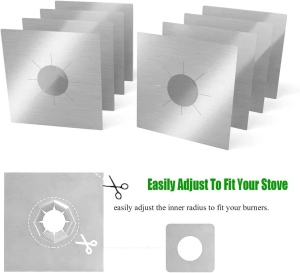 T Tersely 8-Pack Reusable Non-Stick Foil Gas Hob Range Stove Top Burner Protectors Liner Cover (0.2MM), Stove Burner Covers, Stovetop Protector,Gas Cooktop Clean Mat Pad, Easy to Clean(Silver)