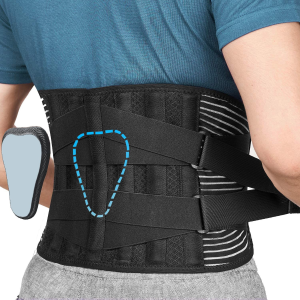 Back Braces for Lower Back Pain Relief with 6 Stays, Breathable Back Support Belt with Lumbar Pad for Men/Women for Work , Anti-Skid Lumbar Support Belt with 16-Hole Mesh for Sciatica