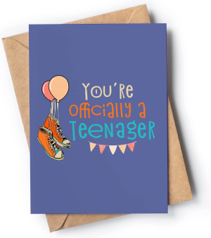 Funny 13Th Birthday Card for Boy or Girl with Envelope | Unique and Original Card for Son, Daughter, Grandson or Granddaughter | You’Re Officially a Teeanger