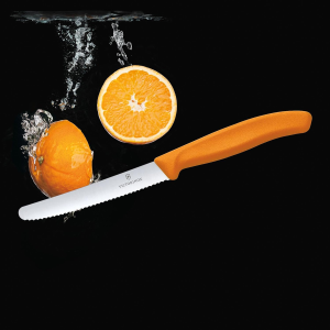 Victorinox Wavy Edge Steak & Tomato Knife, round Tip, Orange, 6.7836.L119