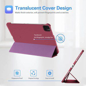 Procase Ipad Pro 11 Inch Case 2022/2021 / 2020/2018, Slim Stand Hard Back Shell Smart Cover for Ipad Pro 11 Inch 4Th Generation 2022 / 3Rd Gen 2021/ 2Nd Gen 2020 / 1St Gen 2018 -Wine