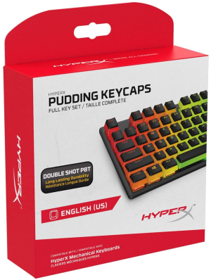 Hyperx Pudding Keycaps – Full Key Set – PBT – Black – English (US) Layout – 104 Key, Backlit, OEM Profile