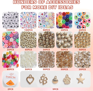 14600 Bracelets Making Kit Include Clay Beads and 3Mm Glass Seed Beads DIY Set Preppy Polymer Heishi Beads for Jewelry Making with Smiley Face Letter Beads Etc, DIY Art Craft Kit for Girls Toy Gifts