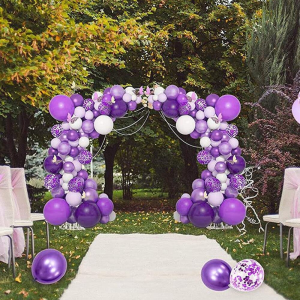 LDFWAYAU 112Pcs Pink Metal Pink White Confetti Balloons Butterfly Arch Garland Kit Balloons for Birthday Baby Shower Wedding Backdrop Decorations (Purple White)